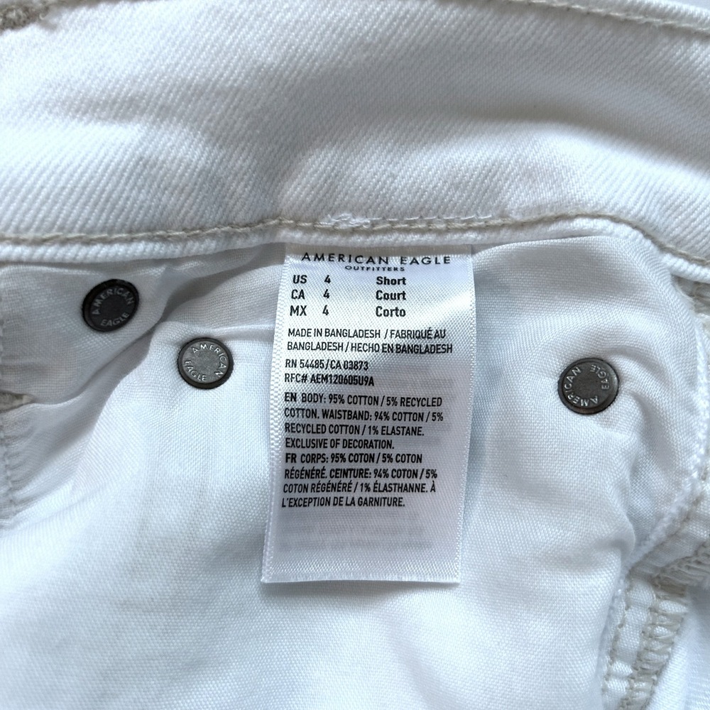 American Eagle Highest Rise Baggy Straight White Distressed Jeans Size 4 Short - Picture 9 of 16